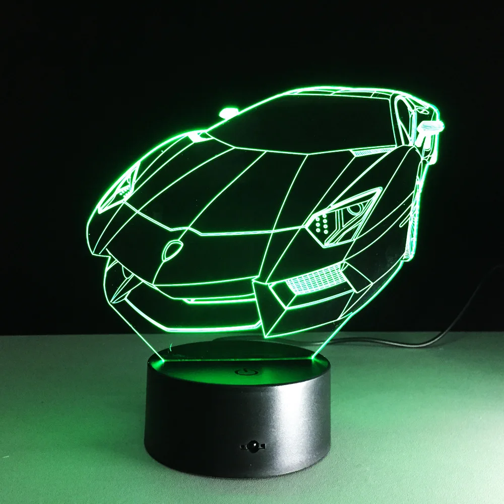 3D настольная лампа цветной светодиодный ночник модель спортивного автомобиля