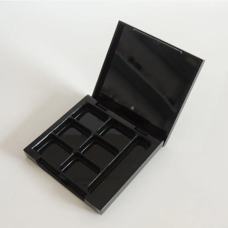 50 шт черный пластиковый квадратный 6 слотов футляр для теней глаз с алюминиевой