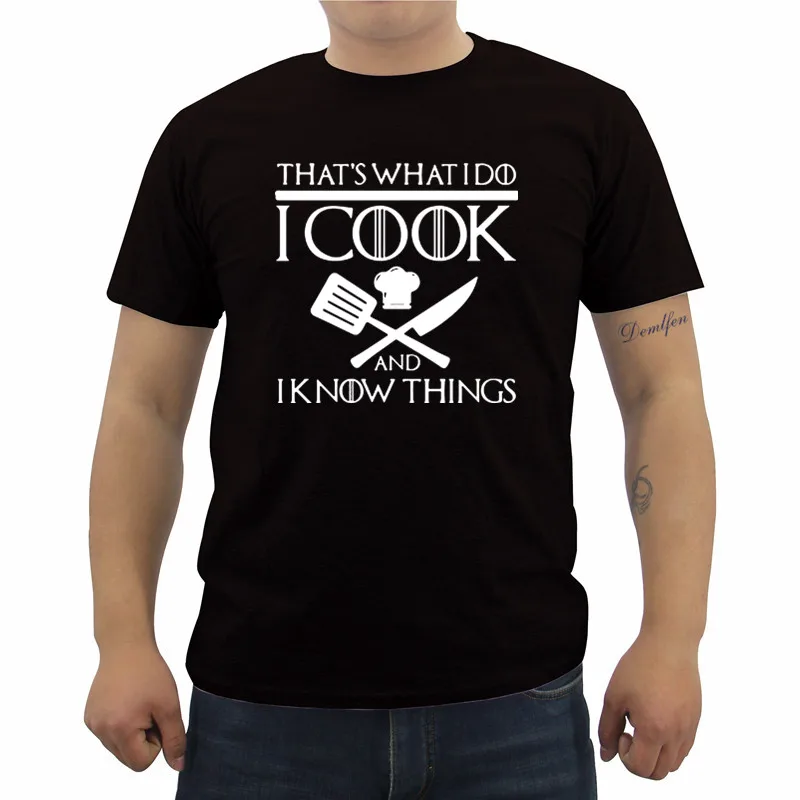 Новый летний готовлю And I Know Things шеф-повара футболка Забавный подарок для мужчин