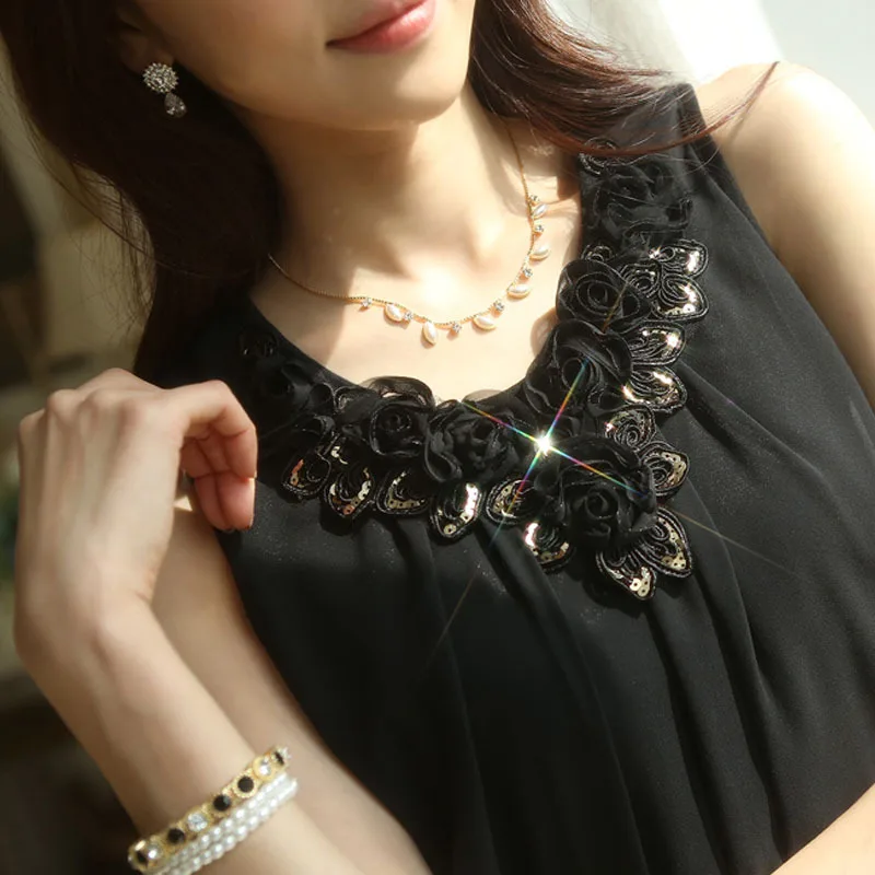 Женские блузки 2021 женские топы белые шифоновые без рукавов женская рубашка XXXXXL 5XL