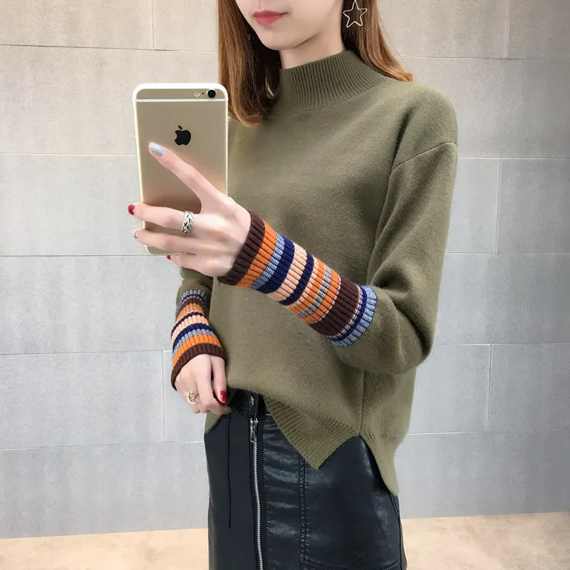 2021 shirt long sleeved net red sleeve head sweater female autumn winter suit new Korean version loose short | Женская одежда