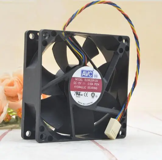 AVC 8 см 12В 0.5A DL08025R12U 8025 компьютерная материнская плата PWM четырехпроводной