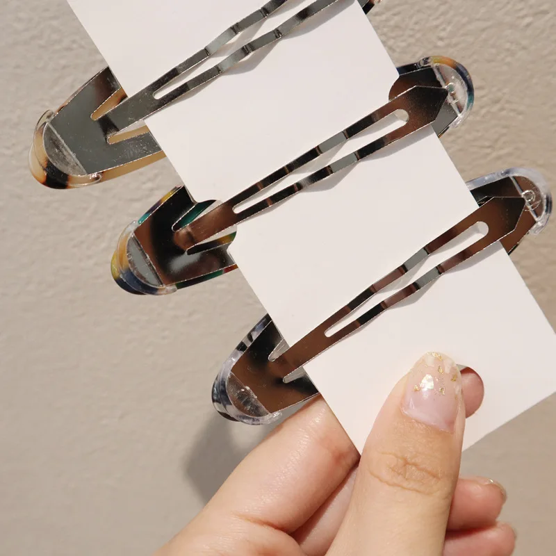 

2019 Summer New Acetic acid Acrylic Resin Big Oval Hairpins For Women Hair Accessories Geometric Colorful Leopard Hair Clips