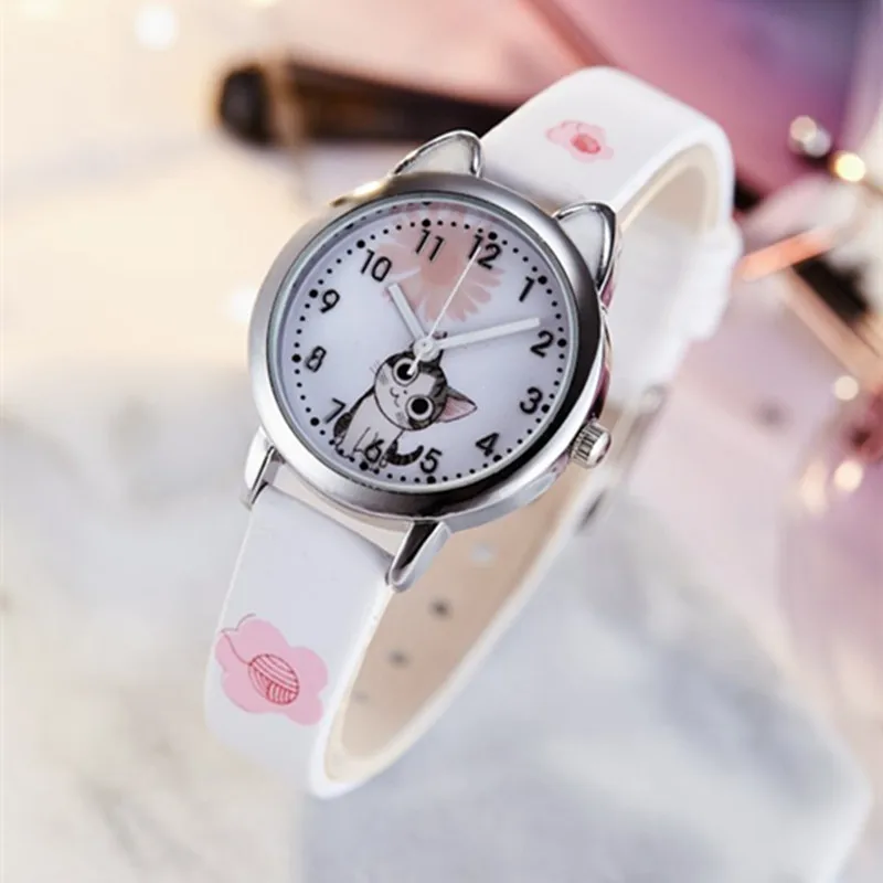 Часы с рисунком hello kitty, детские наручные часы с кожаными ремешками для девочек, детские кварцевые часы hello kitty, милые часы Montre Enfant