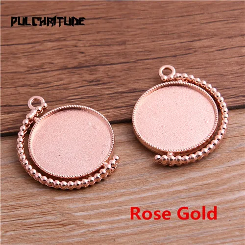 Rose gold PULCHRITUDE, 4 шт., 25 мм, внутренний размер, 9 цветов, классический стиль, двухсторонний вращающийся кабошон, основа, Набор подвесок, амулеты T6440 - Цвет: Rose gold