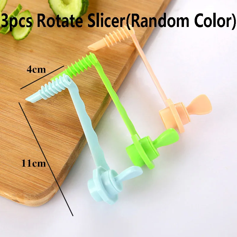 3pcs Random Color Спиральный резак для картофеля, слайсер для огурца, кухонные аксессуары, спиральный спиральник для овощей, резак для картофеля, слайсер, кухонные гаджеты, инструменты - Цвет: 3pcs Random Color