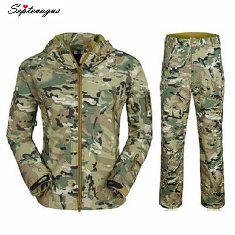 

TAD Outdoors Shark Skin Soft Shell Camo Bomber Pilot Jacket Combination Suit Bomber Military Jacket Men;blouson homme