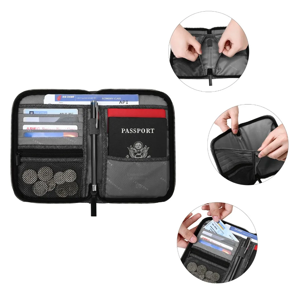 Многофункциональная дорожная сумка клатч BAGSMART с RFID защитой для паспорта