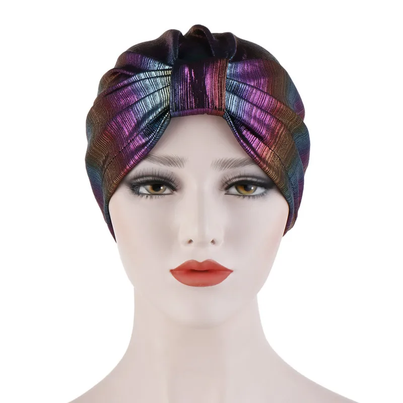 Мусульманская однотонная хлопковая шапка тюрбан с узелком и оборками Шапка бини