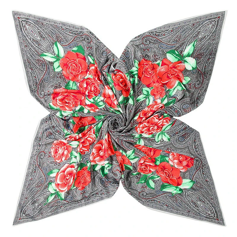 Pretty Camellia 130*130cm twill silk scarf women square scarves new style tassel lady spring fashion female party |