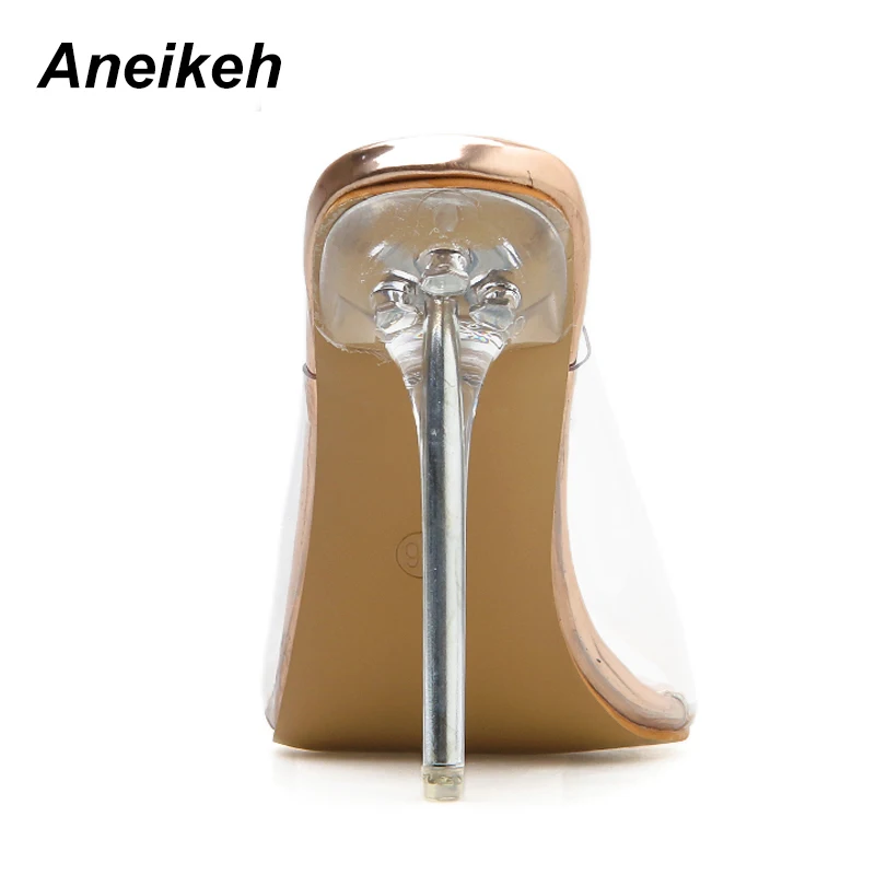 Женские прозрачные босоножки Aneikeh из ПВХ на высоком каблуке большие размеры 41