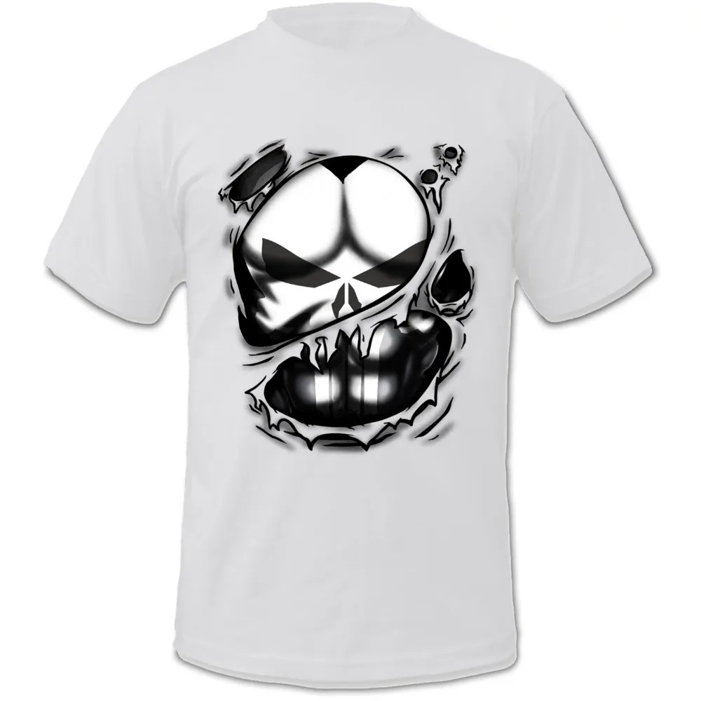 Дешевые Классический Каратель футболка О-Образным Вырезом Модные череп рубашки