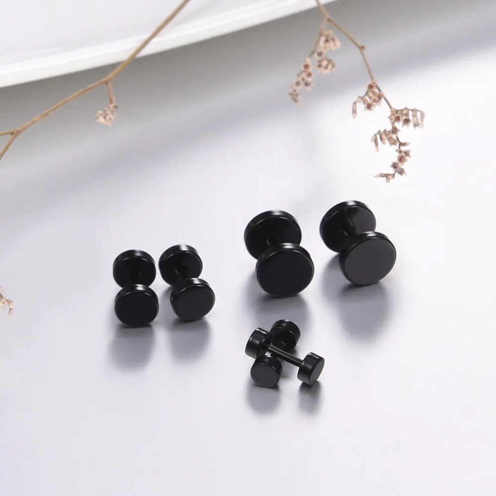 PROSTEEL Punk 3 Pairs Stainless Steel Ear Studs Earrings Gold Color Round Shaped Women Men Nightclub Jewelry Gift 3PSE29687476 | Украшения