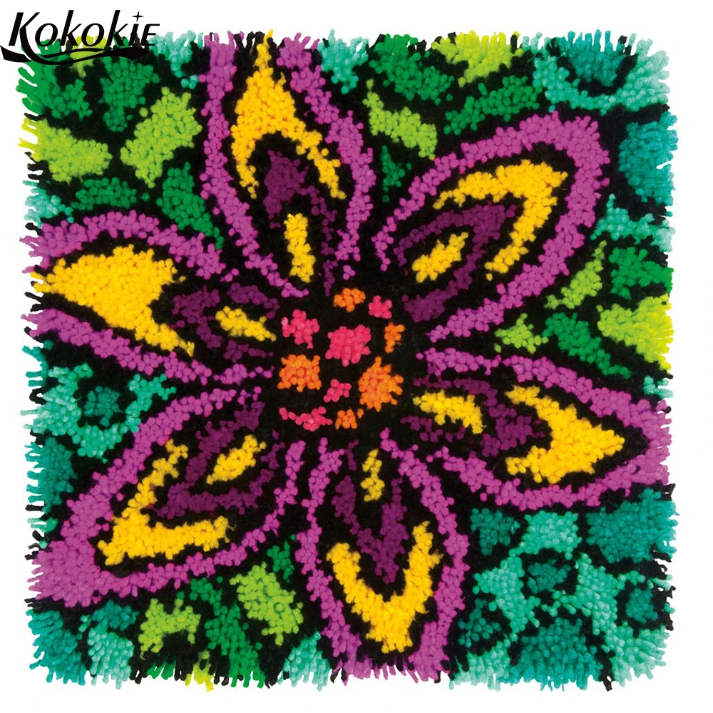 

DIY accessories for knooppakket klink haak kleed latch hook rug kits canvas printing flower pattern foamiran for needlework