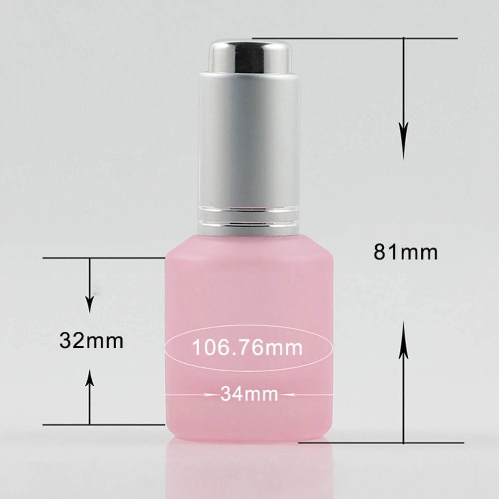 15ml luxury Shoulder Round dropper bottle press cap pink frosted cosmetic packaging | Refillable Bottles