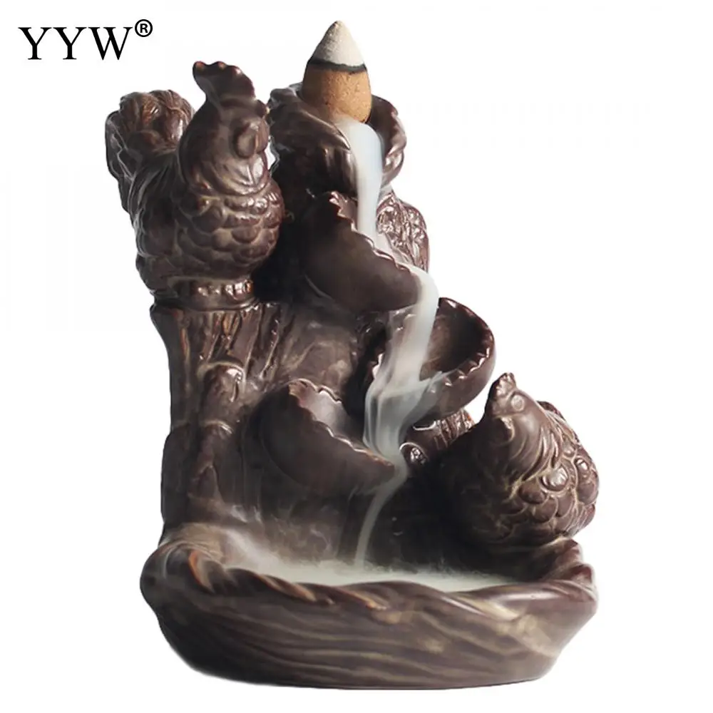 

Backflow Incense Burner Waterfall Incense Cones Holder Censer Aroma White Smoke Burner Aromatherapy Durable Ceramic Home Decor