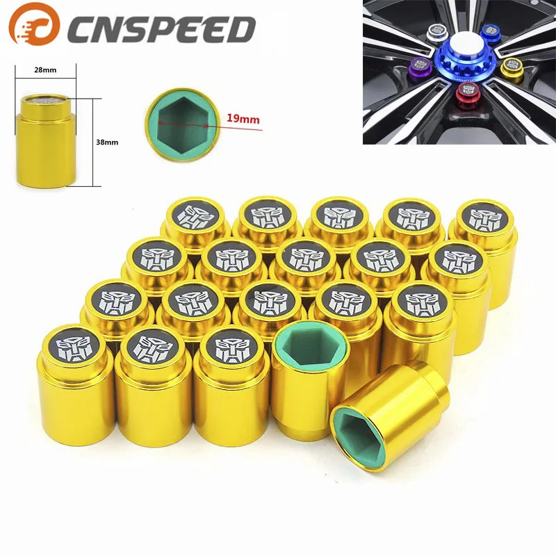 Cnspeed 20 штук Алюминий/Силиконовое колесо болтов рифлёная колпачок для орехов