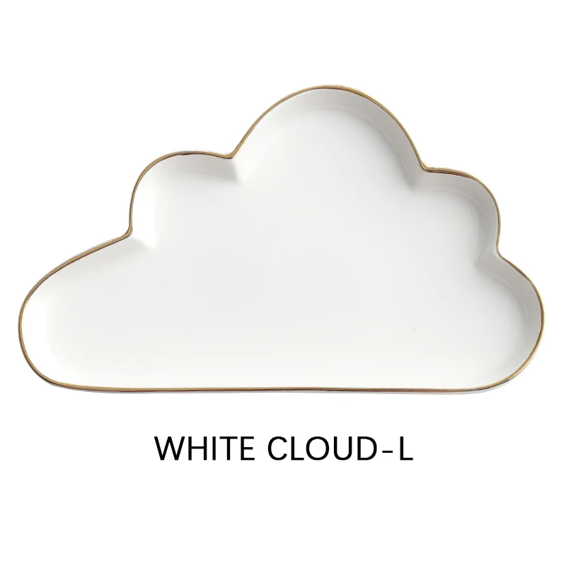 White Cloud-L Весь Керамика Couds дождевыми каплями-неправильной формы Керамика кастрюля тарелка для фруктов блюдо, тарелка Чай десерт обеденная тарелка, столовая посуда набор - Цвет: White Cloud-L