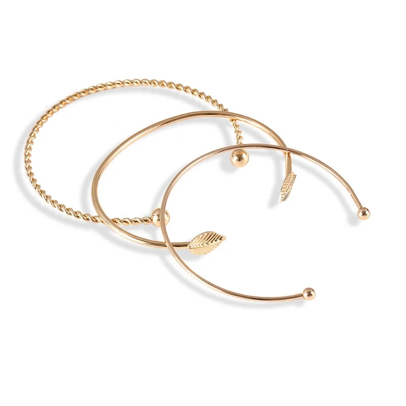 3 шт./компл. модный сплав Круглый и лист Открытый браслет браслеты свадебные