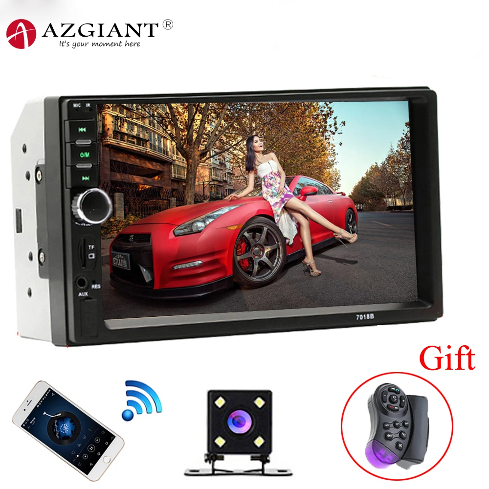 AZGIANT 7018B 7 &quotHD сенсорный Авторадио bluetooth MP5 плеер Wince система с резервной камерой