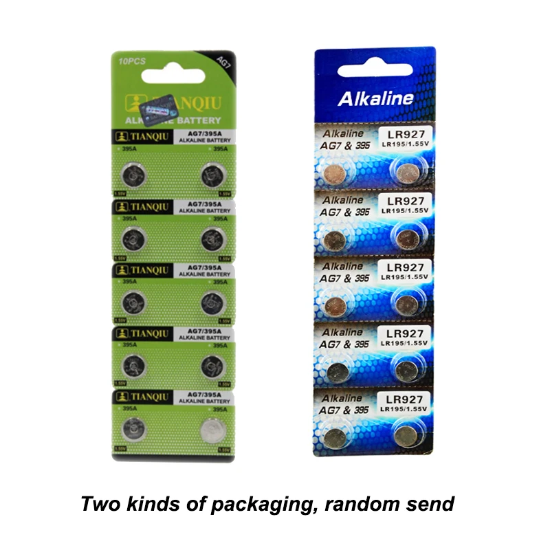 10 шт./лот 1 карты AG7 Li Ion 55 V Кнопочная батарея Щелочная LR927 LR57 SR927W 399 GR927 395A для часов