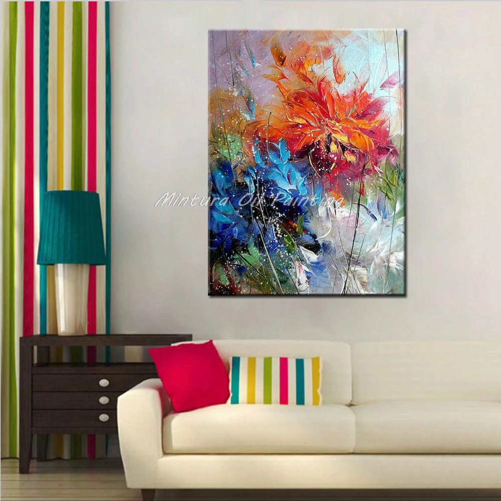 

Mintura Large Size Hand Painted Canvas Oil Painting Mondern Home Decor Flower Pictures Wall Art For Living Room Abstract Posters