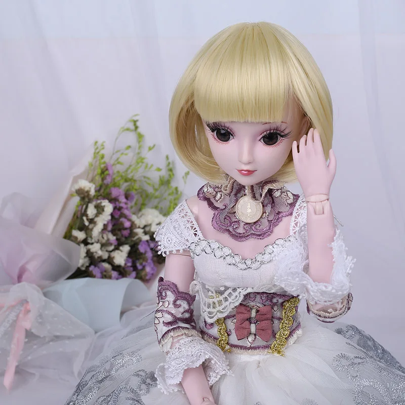 Cateleya BJD SD WIG Neat bangs Bobo head Mushroom Unisex Short straight hair For dolls 1/3 1/4 wig Light Gold | Игрушки и хобби