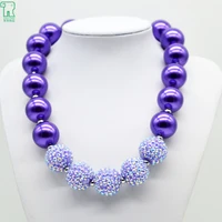 girls kids purple chunky necklace 2020 new fashion toddler bubblegum beads choker children purple chunky necklace pearl jewelry