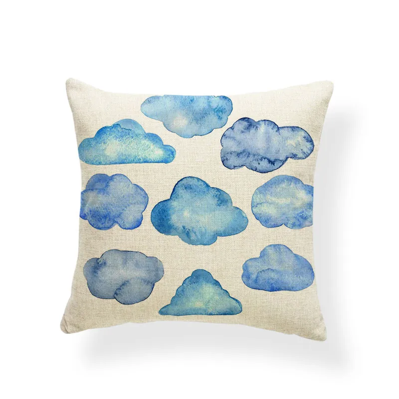 Whale Cushions Watercolor Ocean Zebra Geometry Diamond Heart Pillow Cushion For Sofa With Cover 43X43 Linen Blend Relax | Дом и сад