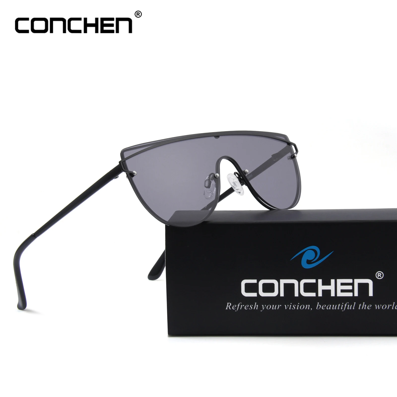 CONCHEN модные очки солнцезащитные унисекс брендовый дизайн безободковые стильные