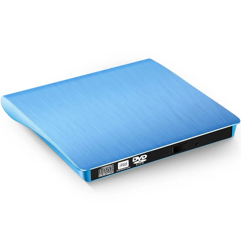 Синий YiYaYo USB 3,0 DVD привод компакт-дисков/DVD-RW записывающийся-внешний CD Встроенная память плеер Портативный считыватель для ноутбука hp Компьютер Windows7/8/10 - Цвет: Синий
