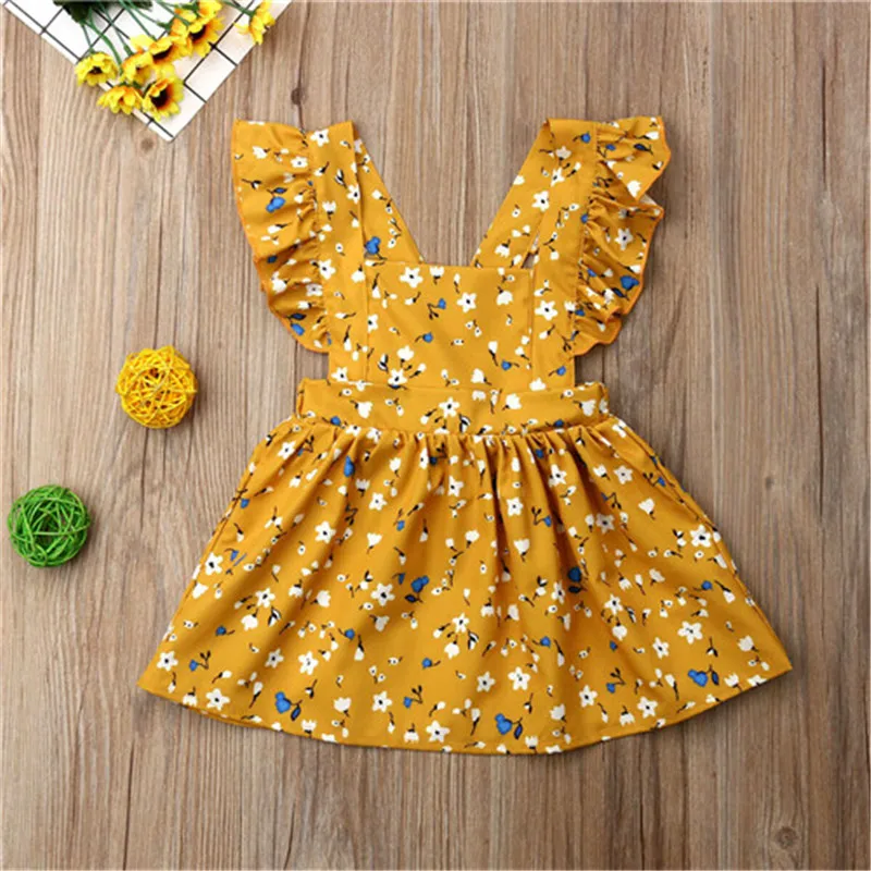 Детское летнее платье без рукавов с цветочным принтом и круглым вырезом | Детская