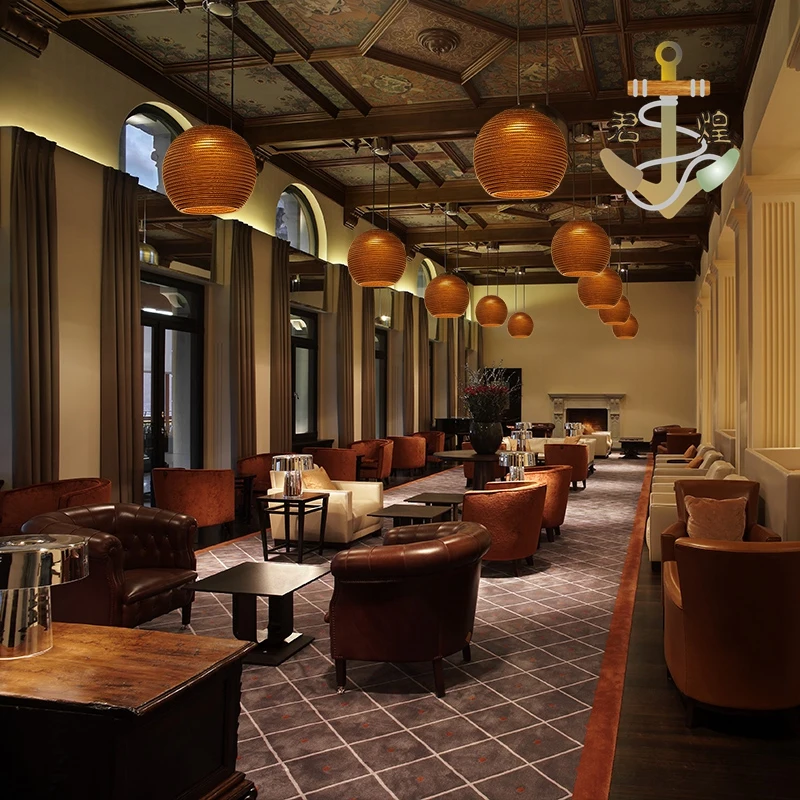 The story of a small town retro Bar Hotel honeycomb naked pupa Cafe кожи и картона подвесной светильник GY187|pendant