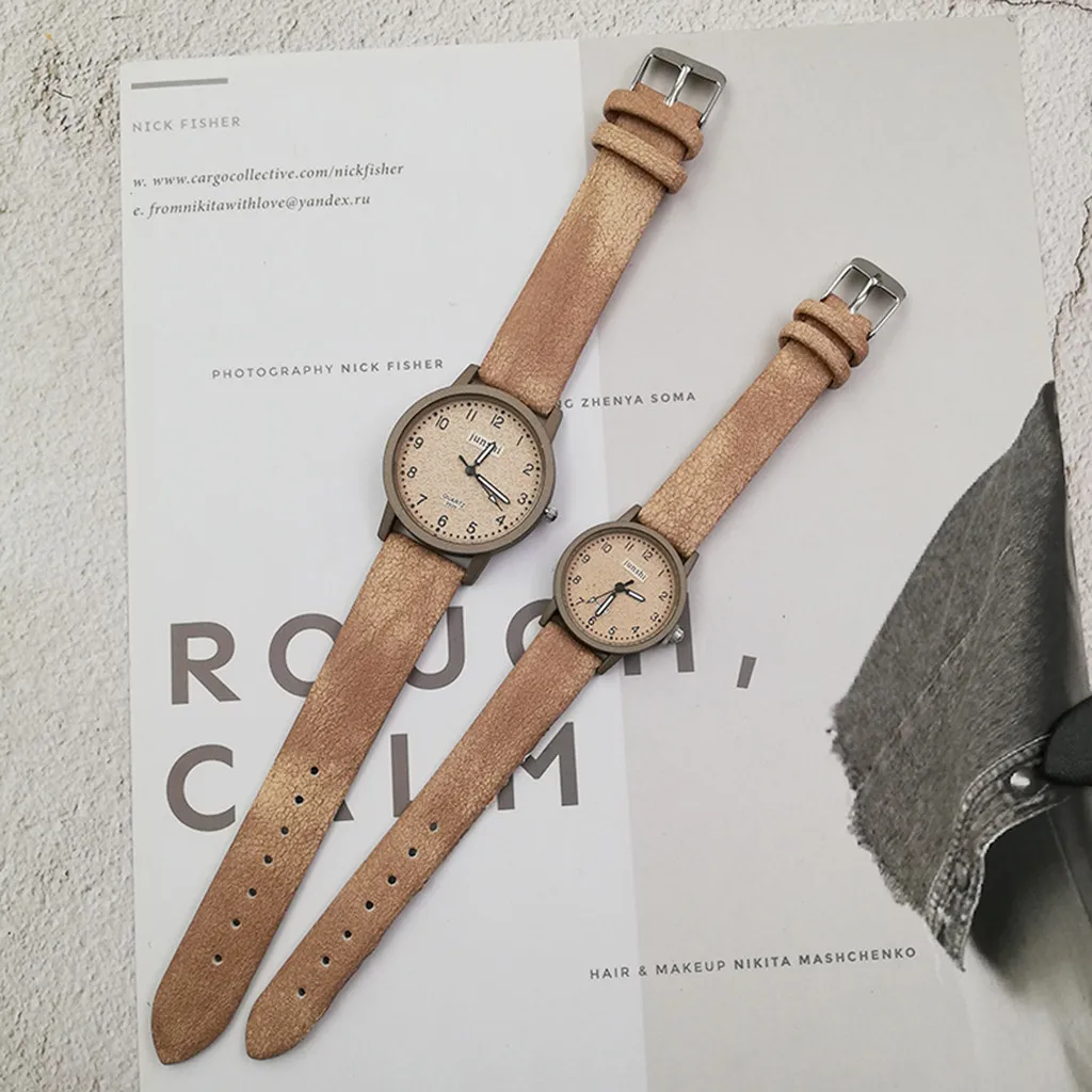 

2020 Best Selling Fashion Women Men Quartiz Watch Casual Luxury Brand Leather lovers Watch Couple Clock Relogio Feminino A5