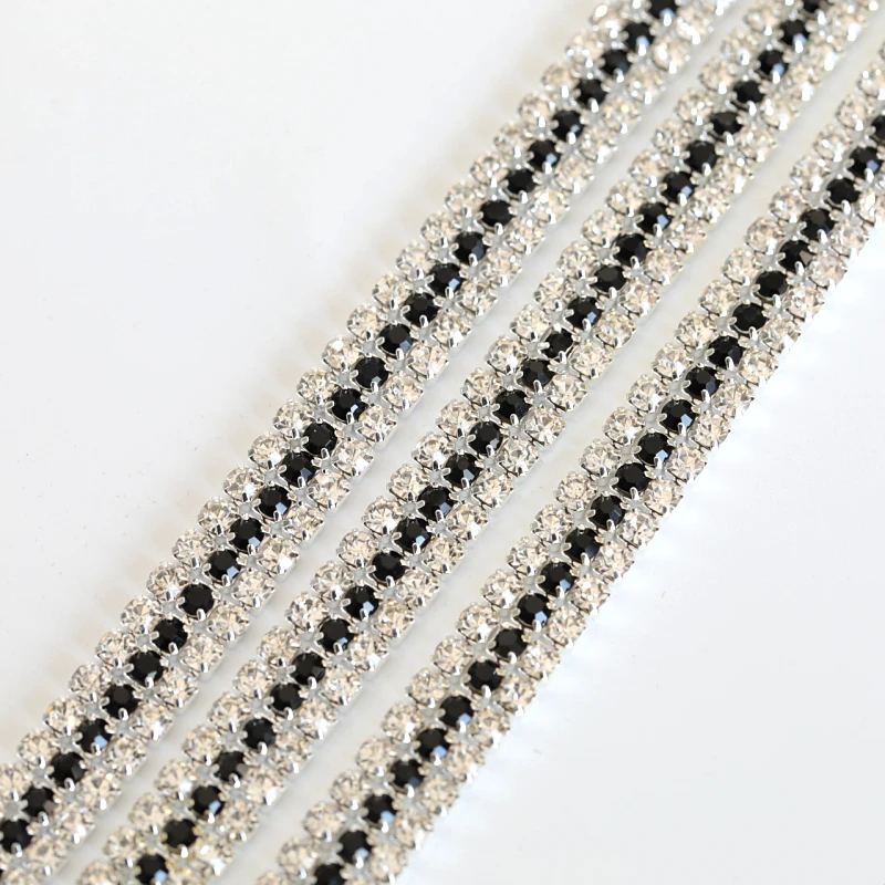 Обрезка цепочки из горного хрусталя 1 ярд 3 мм ряда плотные стеклянные блестки