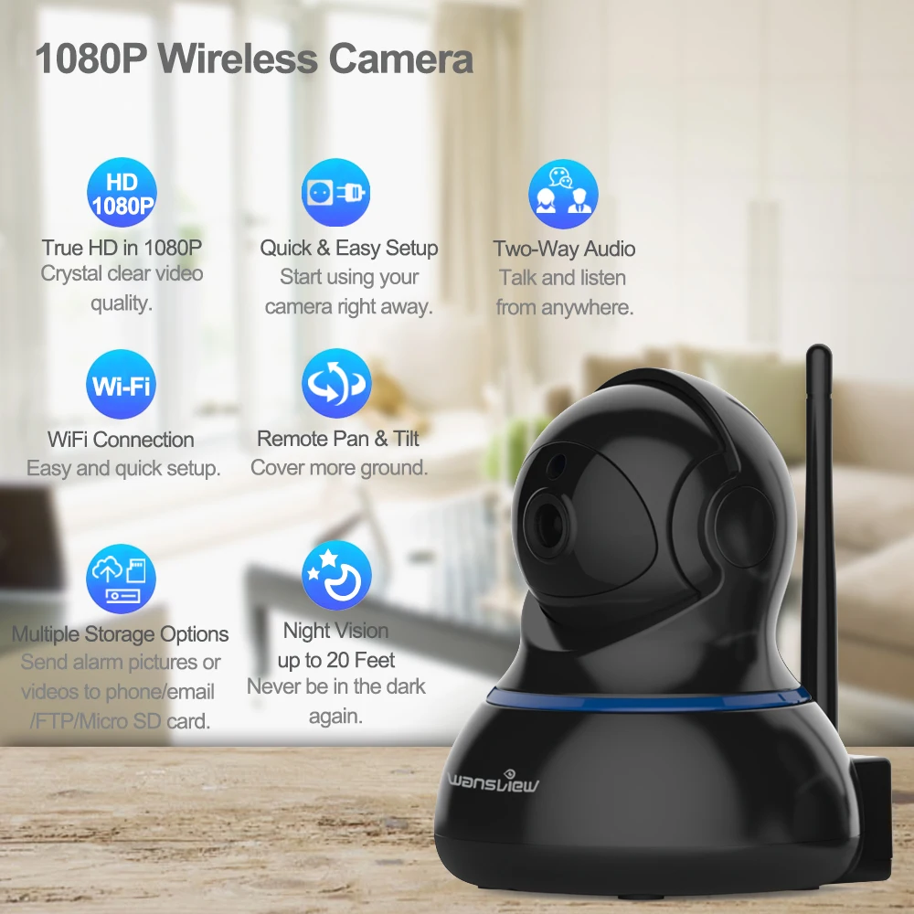 IP-камера видеонаблюдения Wansview Q3s Full HD 1080P двухстороннее аудио Wi-Fi |