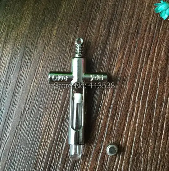 Лидер продаж 100 компл./лот ясно заполняемых Стекло крест кулон трубка бутылки