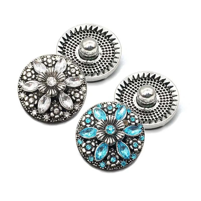 

Crystal metal Rhinestone Snap Buttons w256 flowers Diy Jewelry fit 18mm 30mm Snap button Necklaces/Bracelets for women