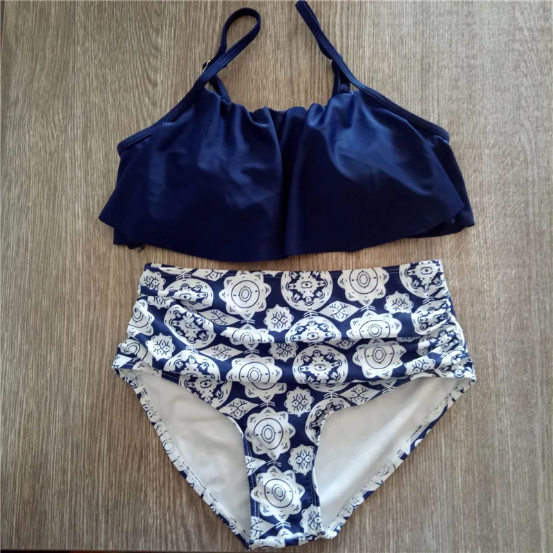 CEODOGG 2018 Bikinis Women Swimwear High Waist Swimsuit Halter Sexy Bikini Set Retro Bathing Suits Plus Size XXL CB128 |