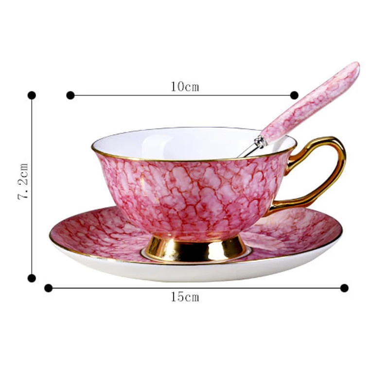 1-piece set Европейский набор кофейных чашек, розовые Роскошные чашки из костяного фарфора, чайные чашки и блюдца, вечерние чашки Эспрессо для домашнего питья - Цвет: 1-piece set