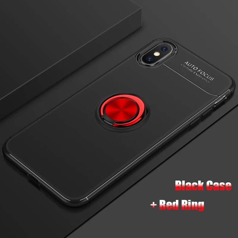 Для iPhone 5 5S SE 6 6s 7 8 Plus X XS MAX XR магнитный держатель TPU металлический Автомобильный Кронштейн кольцо силиконовый резиновый мягкий чехол 8 7 Plus
