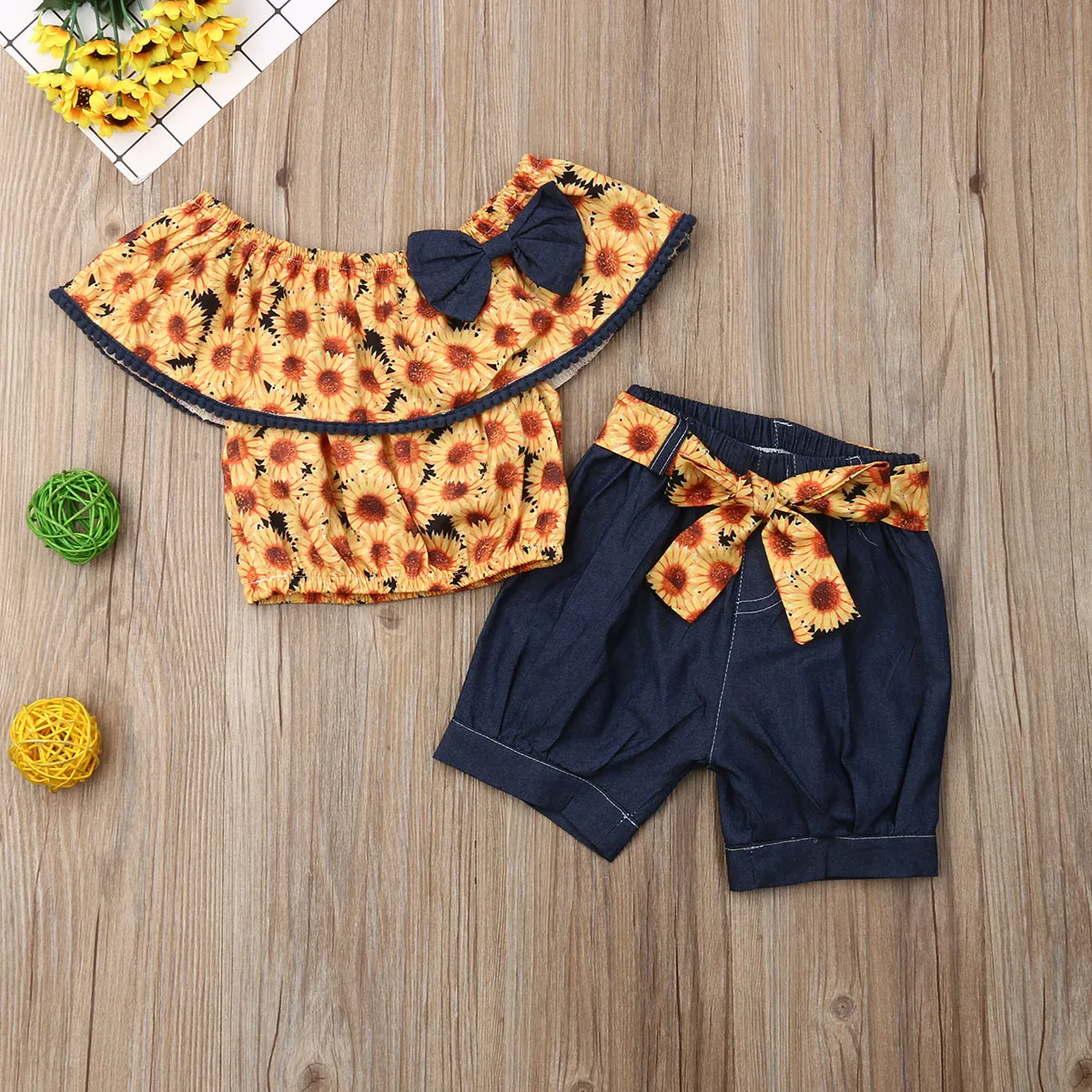 От 1 до 5 лет комплекты летней одежды для маленьких девочек топы с открытыми