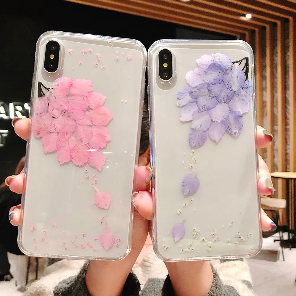 KISCASE Мягкий ТПУ чехол для iPhone 6 S Plus XS MAX X 7 8 5s настоящий цветок высушенный ручной