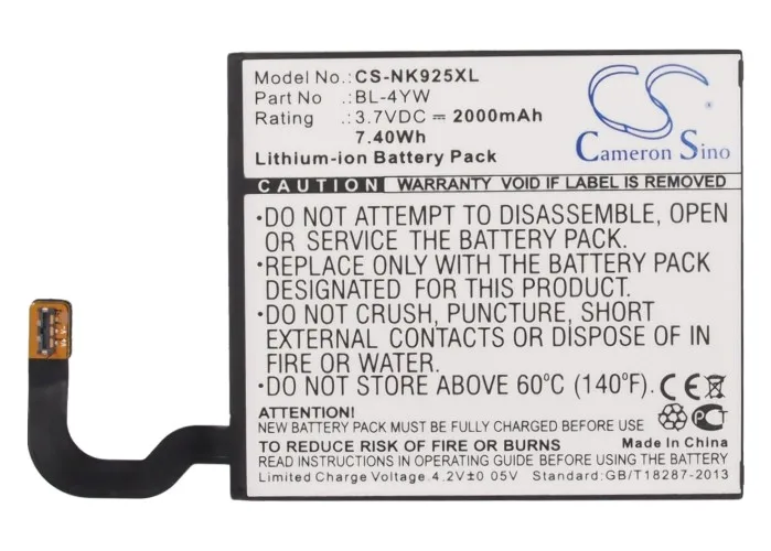 Аккумулятор Cameron Sino на 2000 мАч для Nokia/Microsoft Catwalk Lumia 925 2 925T|2000mah battery|cameron sinobattery 2000mah |