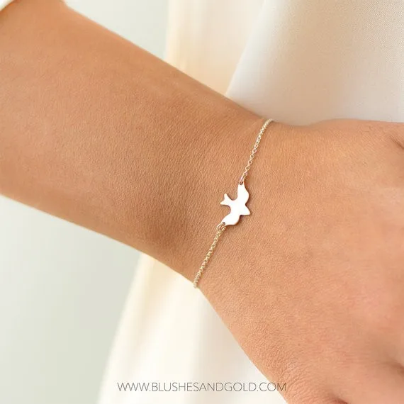 Famshin Tiny Peace Dove Bracelet Soar Flying Birds Bracelet Little Cute Swallow Baby Bird Bracelets Abstract Bracelets women