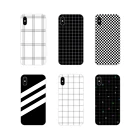 Чехлы для телефонов Huawei P Smart Mate Honor 7A 7C 8C 8X 9 P10 P20 Lite Pro Plus, черно-белые в полоску сетки, аксессуары