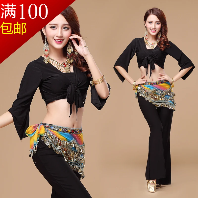 

Bellydance Costume Bellydance 2016 Real Women Cotton Belly Dance Skirt Square Costumes Suit Top S06+pants K26 2pcs Set