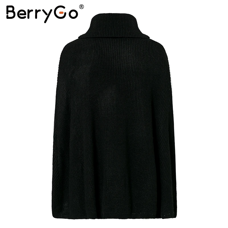 Женский вязаный свитер BerryGo элегантный жемчужный плащ-водолазка с бусинами