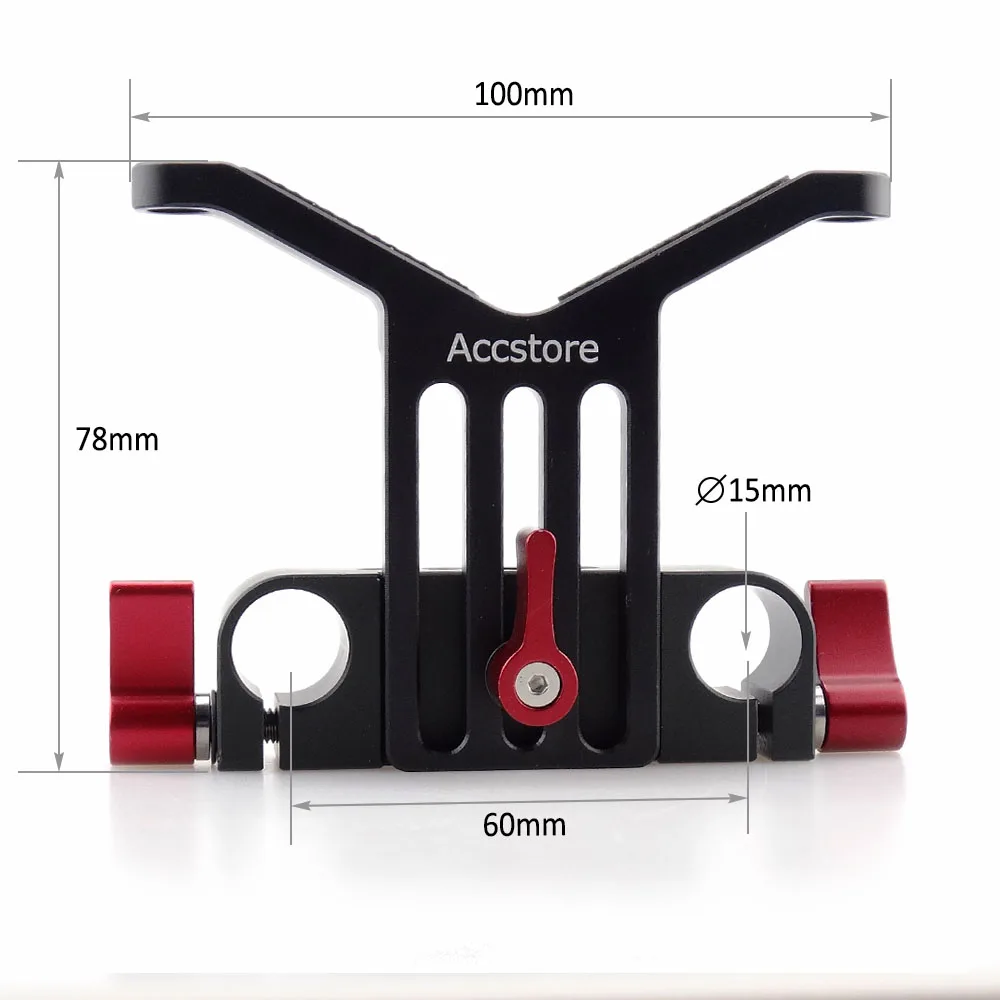 ACCSTORE Long Lens Support Height Adjustable 15mm Rod Clamp for DSLR Telephoto Rail System Follow Rig(Red Knob) | Электроника