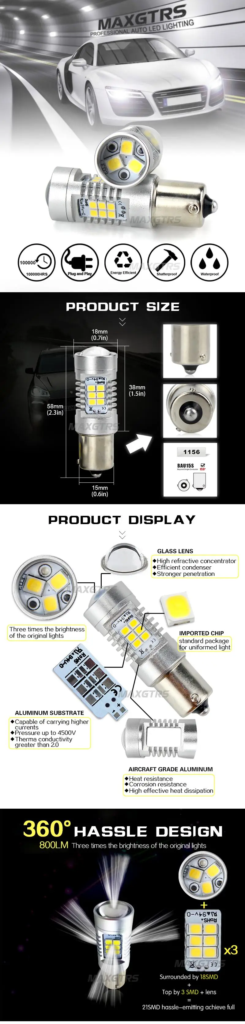 2x BAU15S S25 1156 PY21W Янтарная обратная Светодиодная лампа 2835 чипов автомобильный сигнал поворота, стоп-сигналы авто лампа Дневной ходовой светильник белый